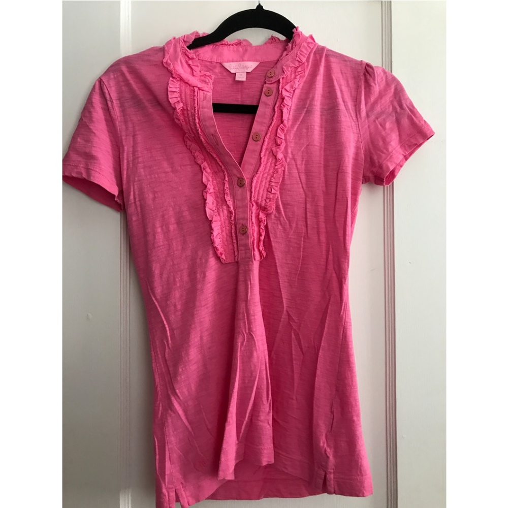 Lilly Pulitzer Pink Ruffle Shirt